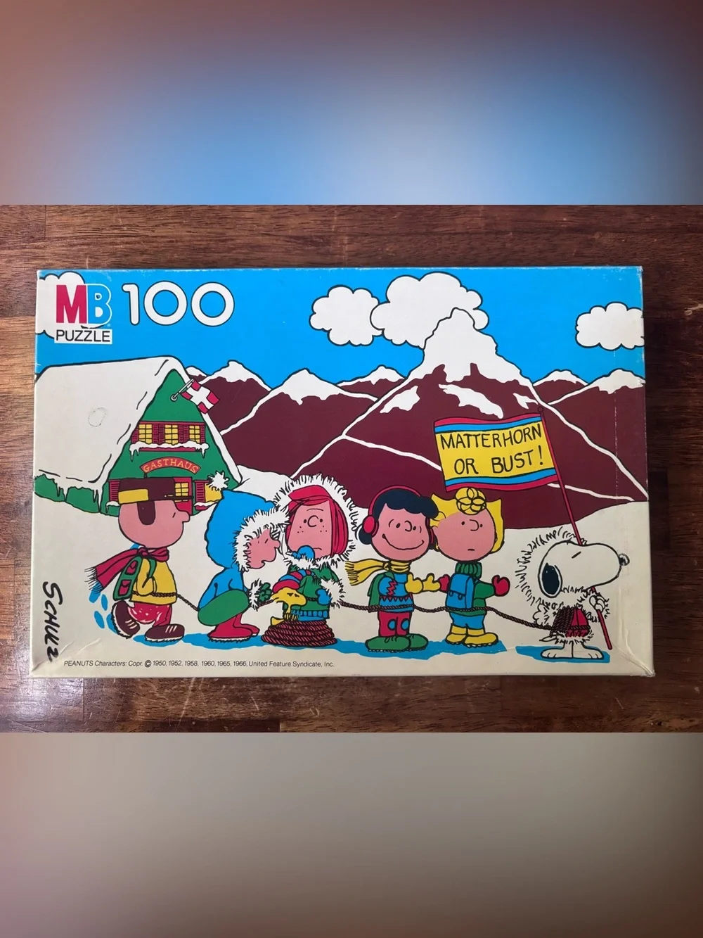 Peanuts MB 100-Piece 'Matterhorn or Bust' Kids Puzzle - complete